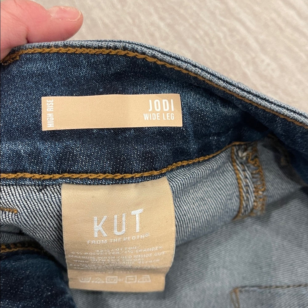 Kut from the Kloth Jodi Dark Blue Wide Leg Jeans - Picture 3 of 6